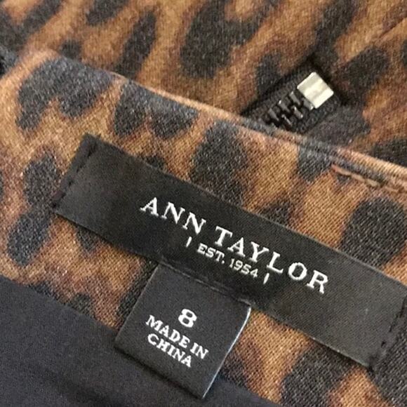 Ann Taylor Brown & Black Leopard Print Asymmetrical Wool Skirt 8 - Picture 4 of 5